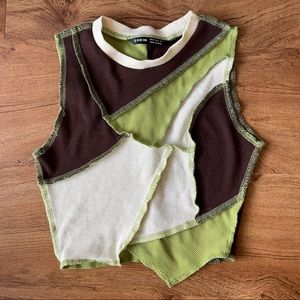 Shein green stitch shirt